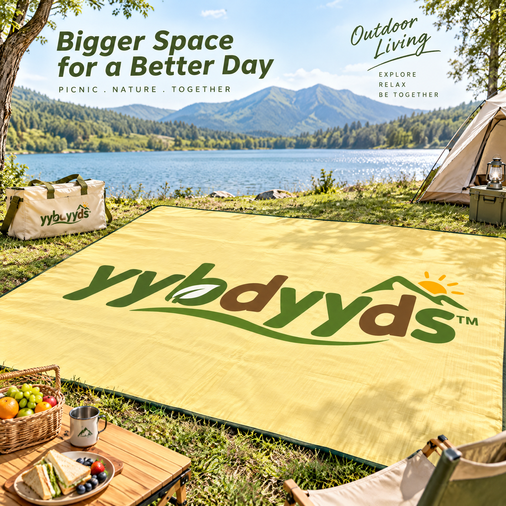 yybdyyds™ Sunshine Yellow Picnic Mat — outdoor setting