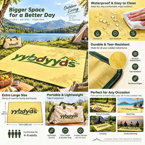 yybdyyds™ Sunshine Yellow Picnic Mat — features and portability