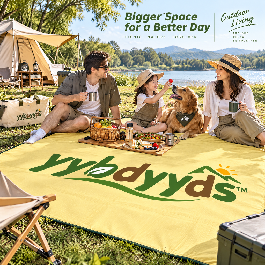 yybdyyds™ Sunshine Yellow Picnic Mat — picnic lifestyle view
