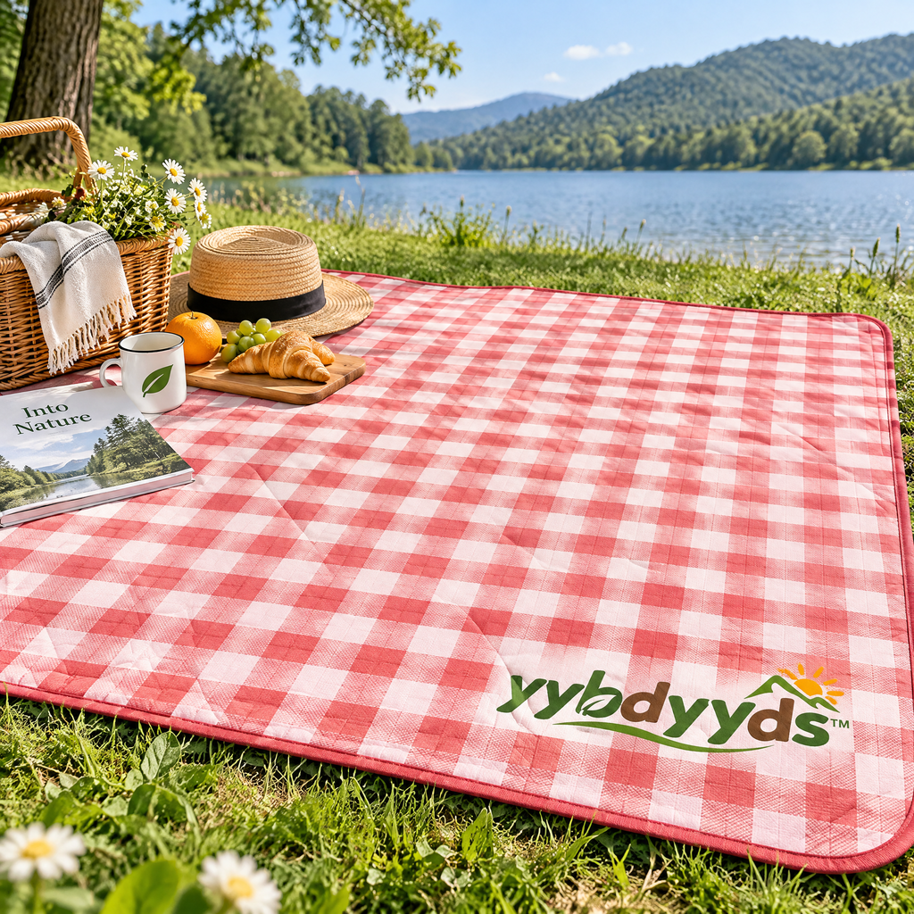 yybdyyds™ Classic Red Gingham Picnic Mat — outdoor setting